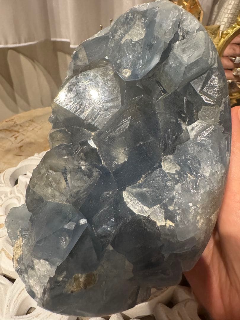 BIG！濃ブルーセレスタイト3.4kg超＆高品質　空色ブルー