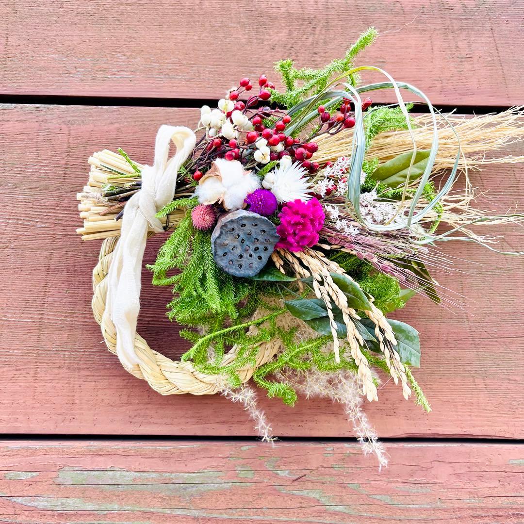 向き4種類　スワッグになるしめ縄　しめ縄スワッグ　しめ縄リース