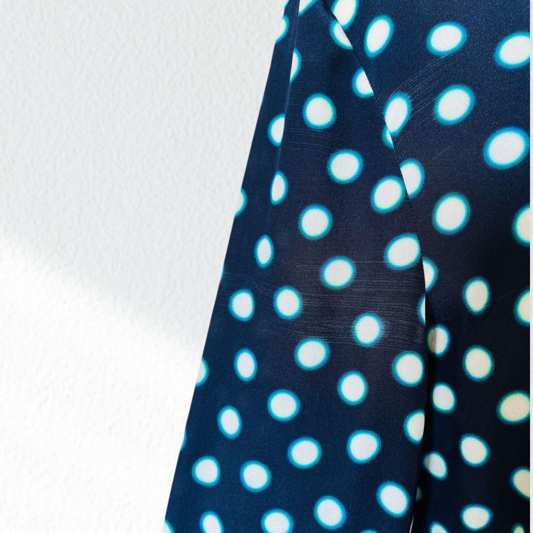 MIU MIU ミュウミュウ 水玉 シルク ブラウス 44 ネイビー