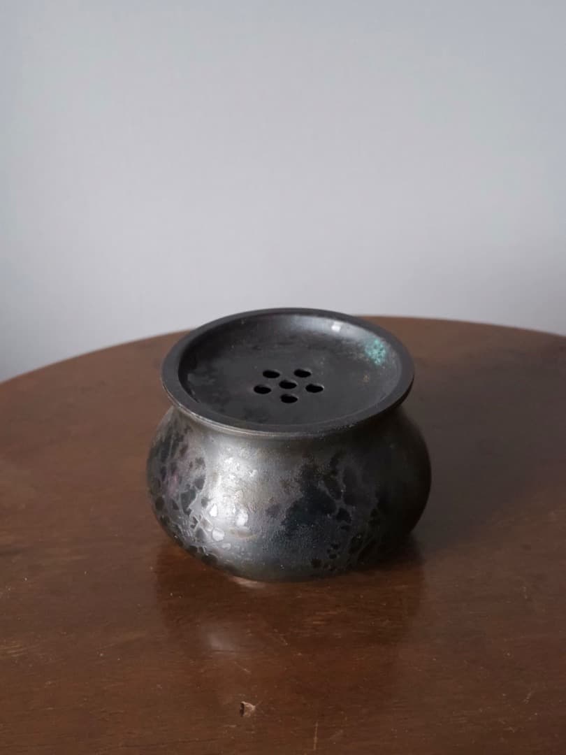 高岡銅器　銅製　瑞正　建水　茶こぼし　576g　茶道具　金属工芸　Q2343