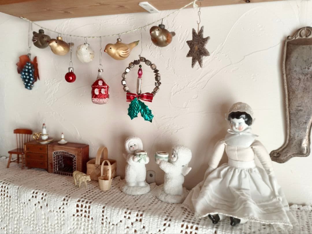 【misen2014さま】vintage✵ 硝子リースとキャンドルのオーナメント