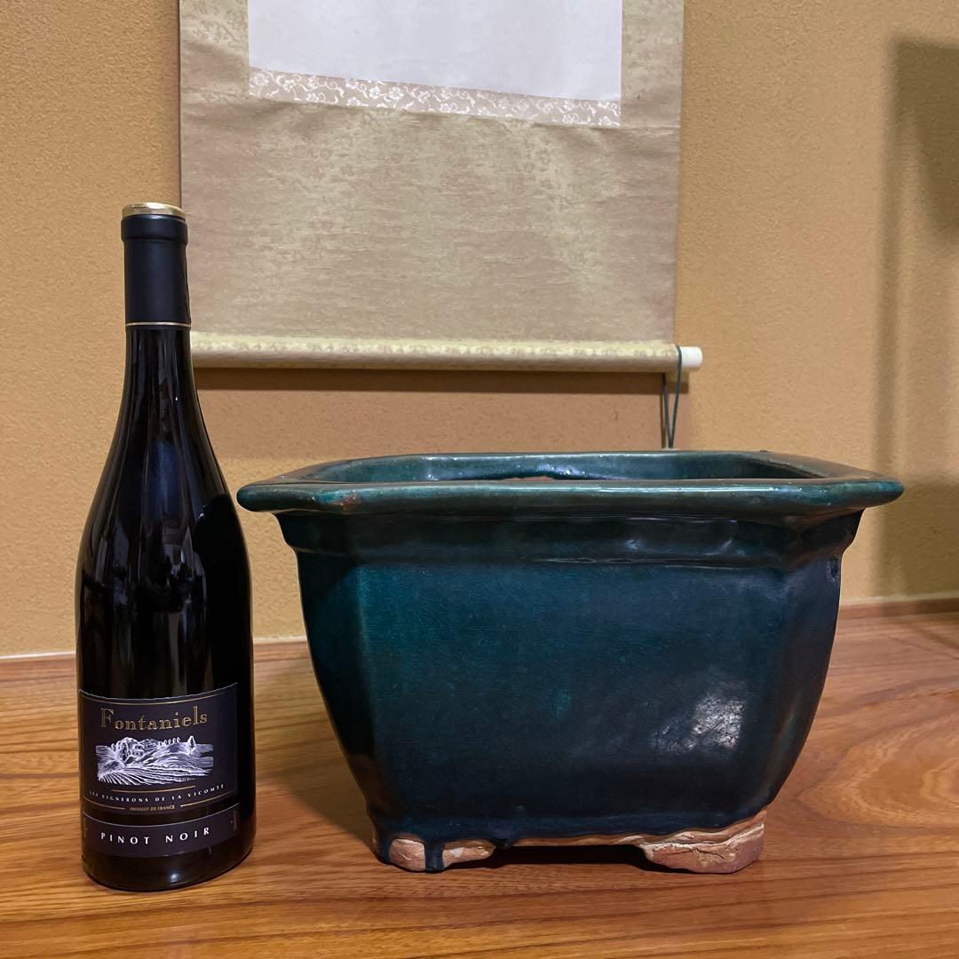 盆栽鉢 陶器製 八角形 釉薬 広東鉢 大型