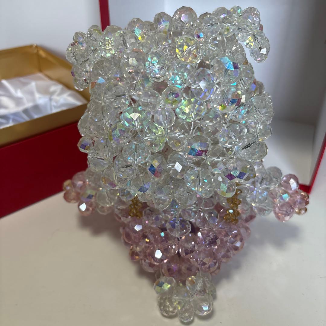 天然石開運　ビーズ　豚さんの中に大玉紫色アメジストor水晶3個入　パワーストーン