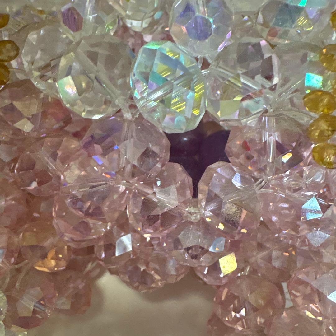 天然石開運　ビーズ　豚さんの中に大玉紫色アメジストor水晶3個入　パワーストーン