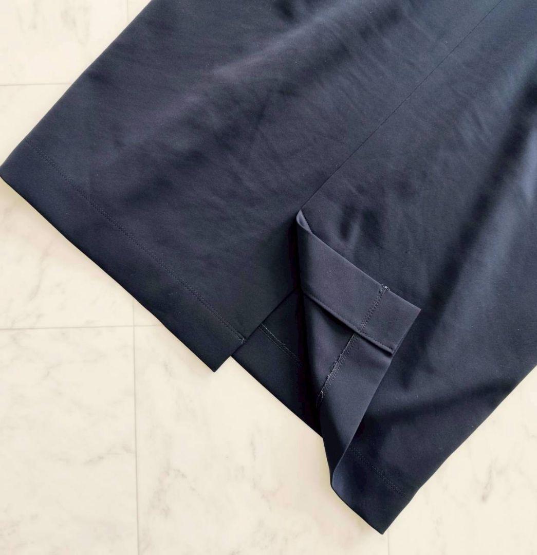 大きいサイズ13 kay me 洗える 切替 シェル ワンピース 紺 ラベンダー