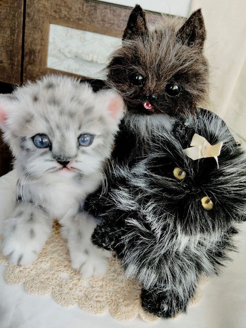 a様オーダー❤ユキヒョウ♡コウモリ♡子猫ちゃん♡アートドール♡ぬいぐるみ♡