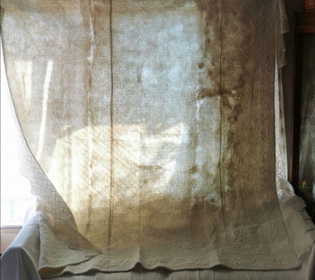 フレンチ アンティーク ブティ キルト ハンドステッチ ホワイト クロシェレース