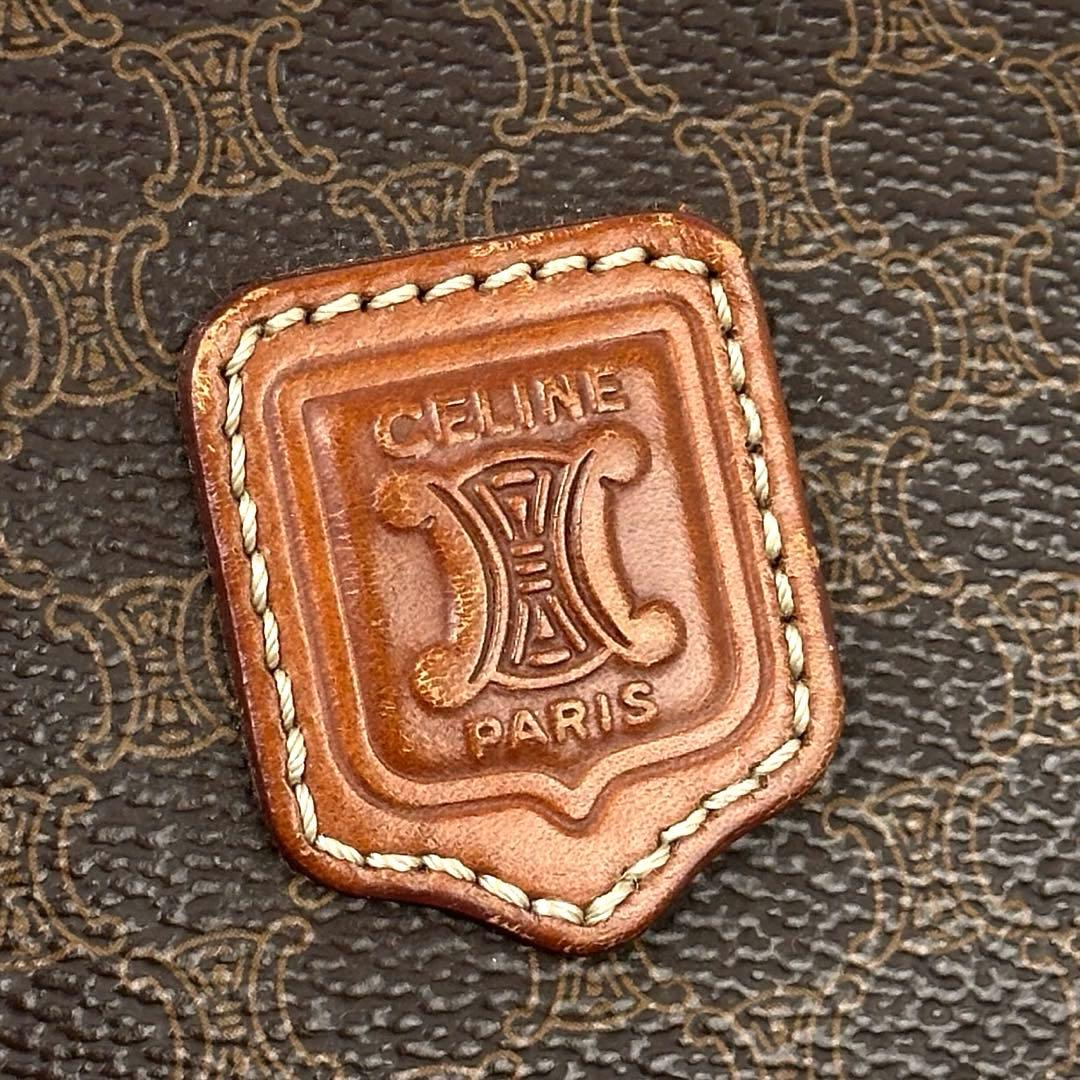 【美品】セリーヌ　ハンドバッグ　トリオンフ　マカダム柄　PVC　革　ブラウン