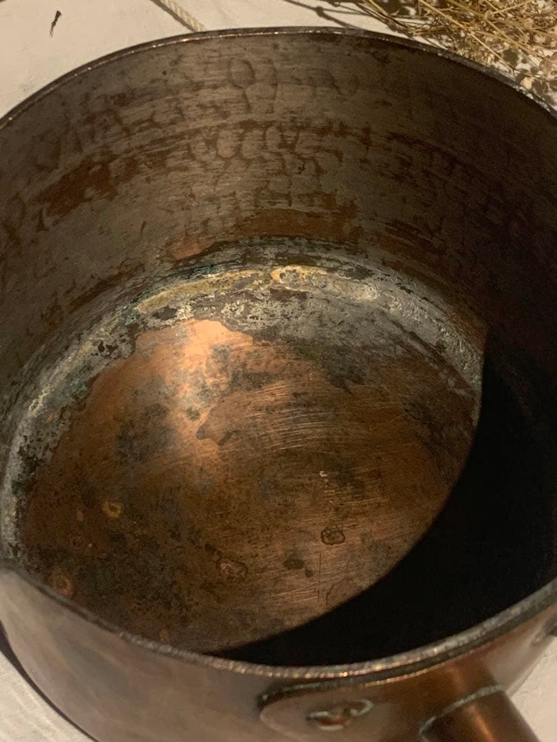 フランス 希少 唯一無二 極厚重量感 ヌガー鍋 槌目 ポエロン 片手鍋 16cm