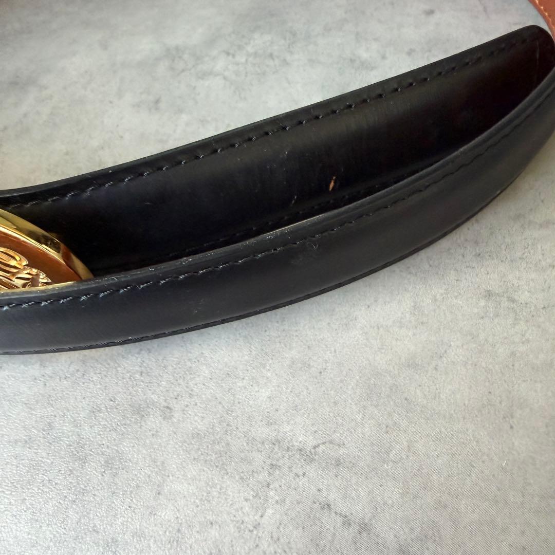 【LOEWE】アナグラム バックル レザーベルト ゴールド28-70 スペイン製