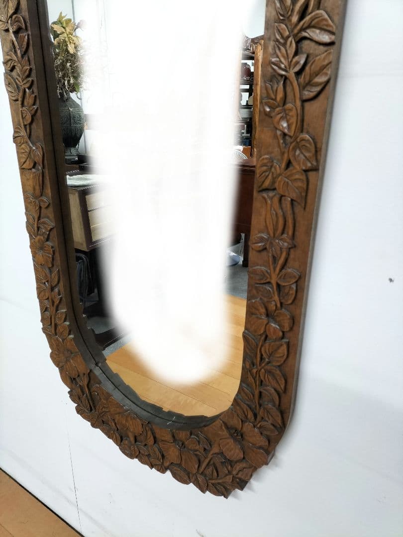 木製彫刻　姿見　壁掛け