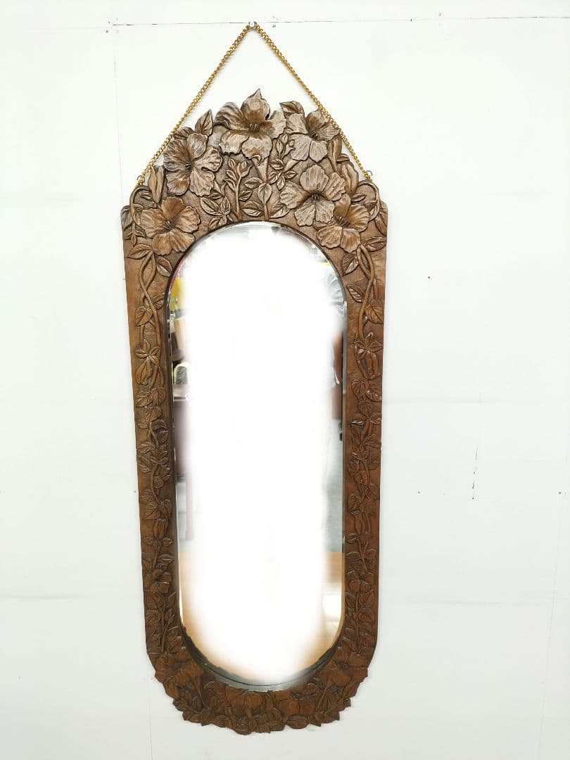 木製彫刻　姿見　壁掛け