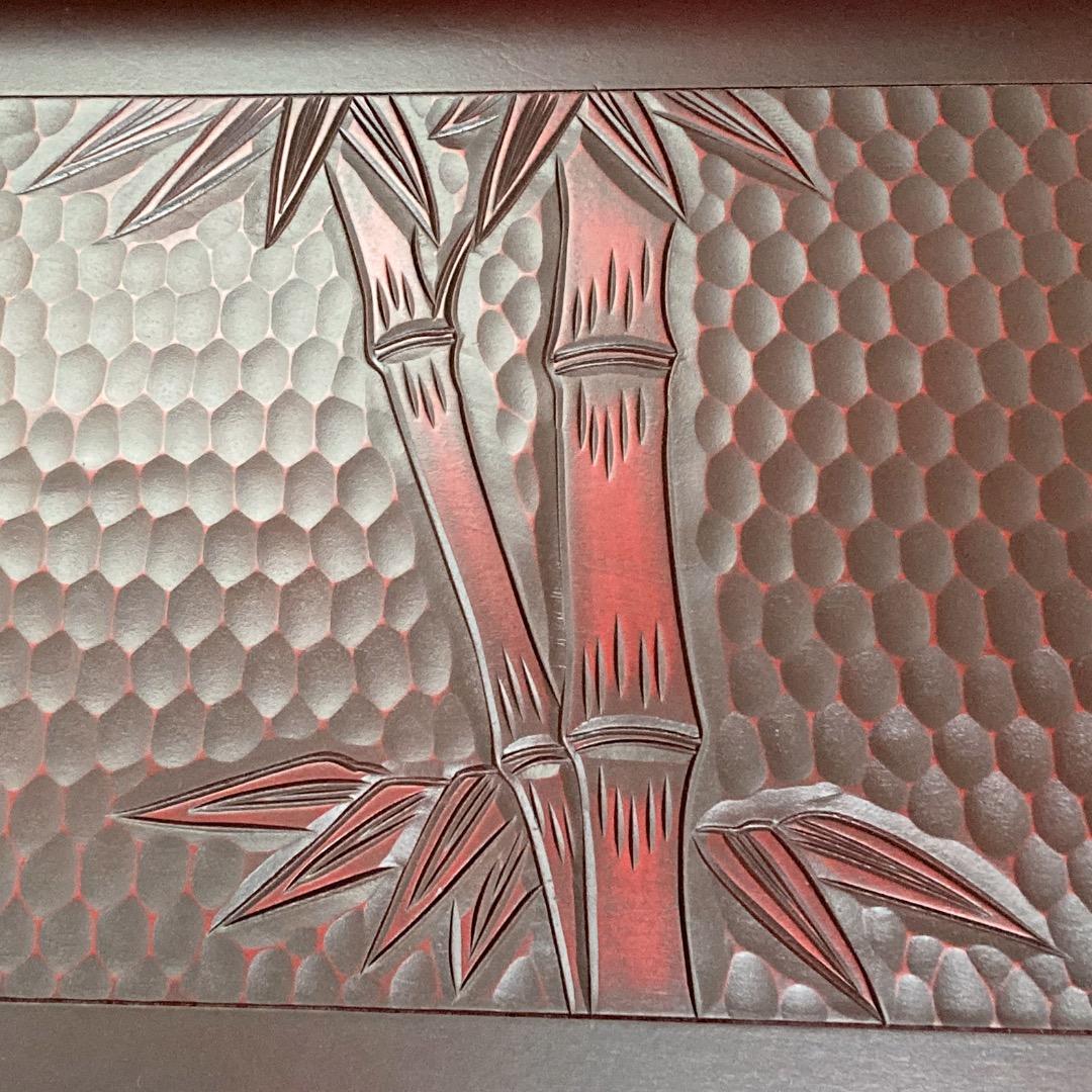 【鎌倉彫】竹模様の衣裳盆 大小2個組