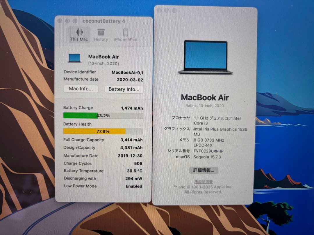 MacBook Air 2020 13インチ 8GB/256GB