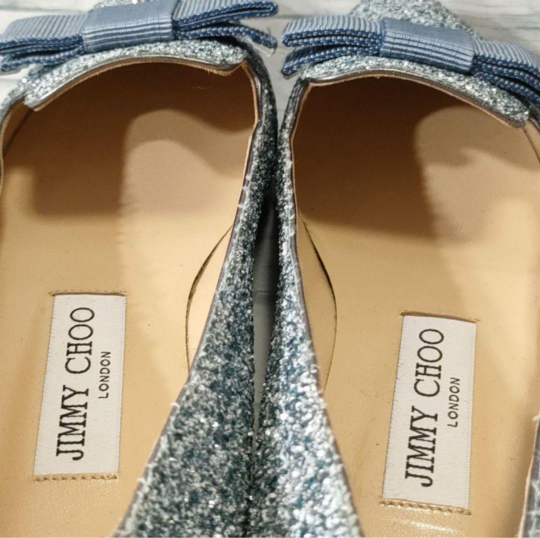 JIMMY CHOO フラットシューズ シルバーグリッター
