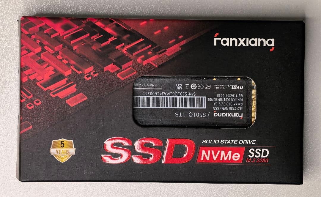 fanxiang M.2 SSD 1TB Pcie3.0 使用時間短い