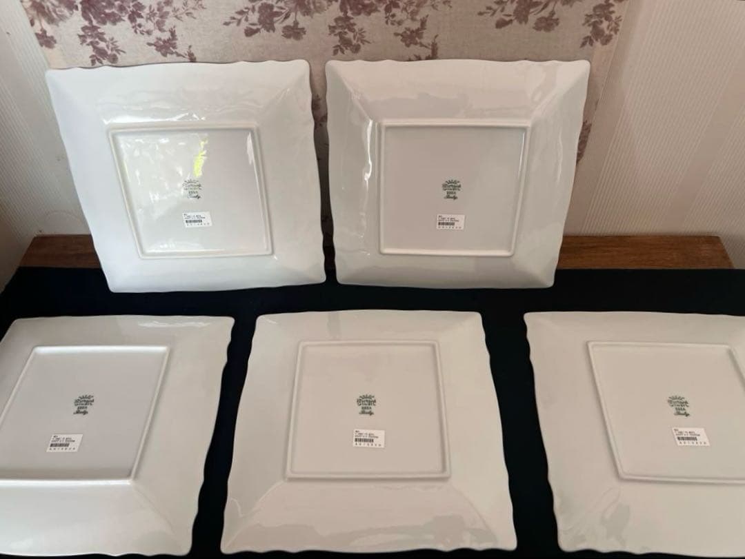 ジノリ　ベッキオホワイト　スクエアプレート22cm 5枚