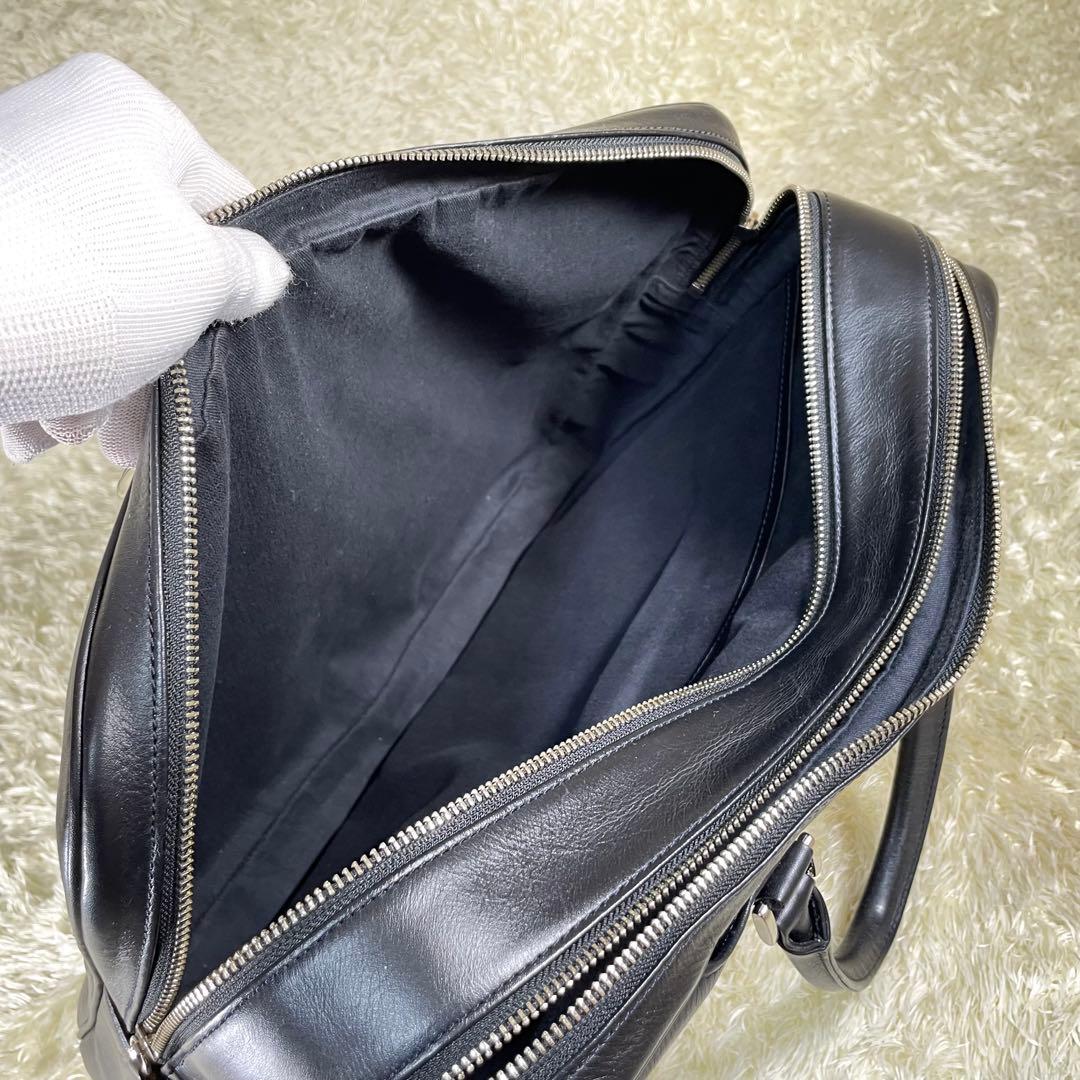 大容量 ビジネスレザーファクトリー ブリーフケース 黒 キャリーホルダー A4