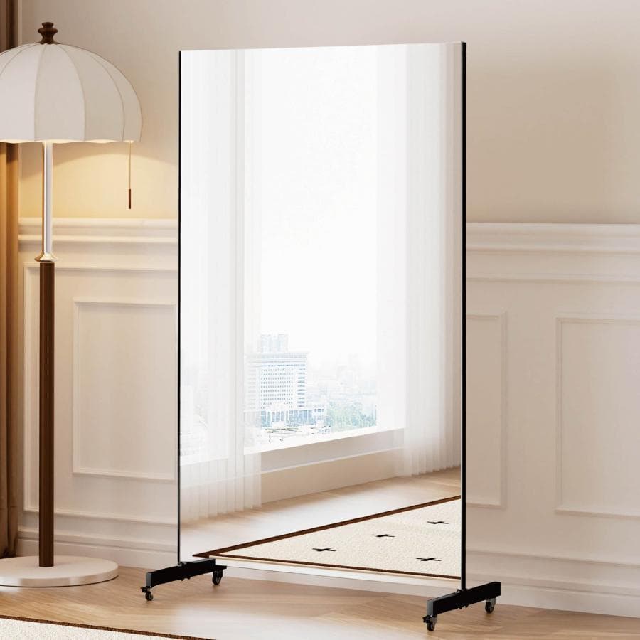 人気＊フィルムミラー 割れない鏡 全身鏡 幅100×高さ160cmキャスター付白