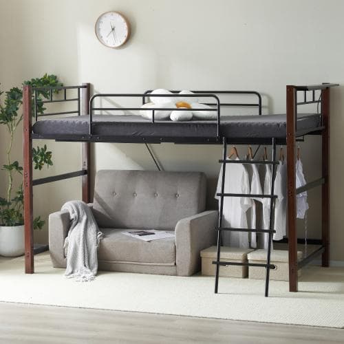 【高さ140cm】ロフトベッド パイプベッド シングル 耐荷重150kg シス