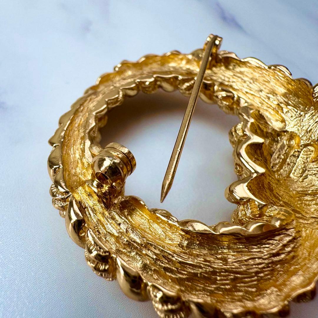 美品　クリスチャンディオール　ツイストブローチ　ラインストーン　ゴールド　ドイツ