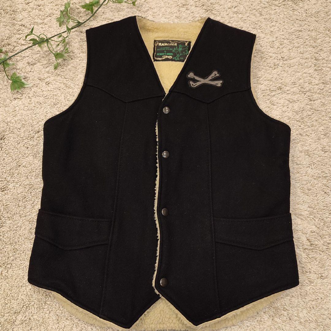 [美品] Schott × BACKDROP 別注 クロスボーン ボア ベストM