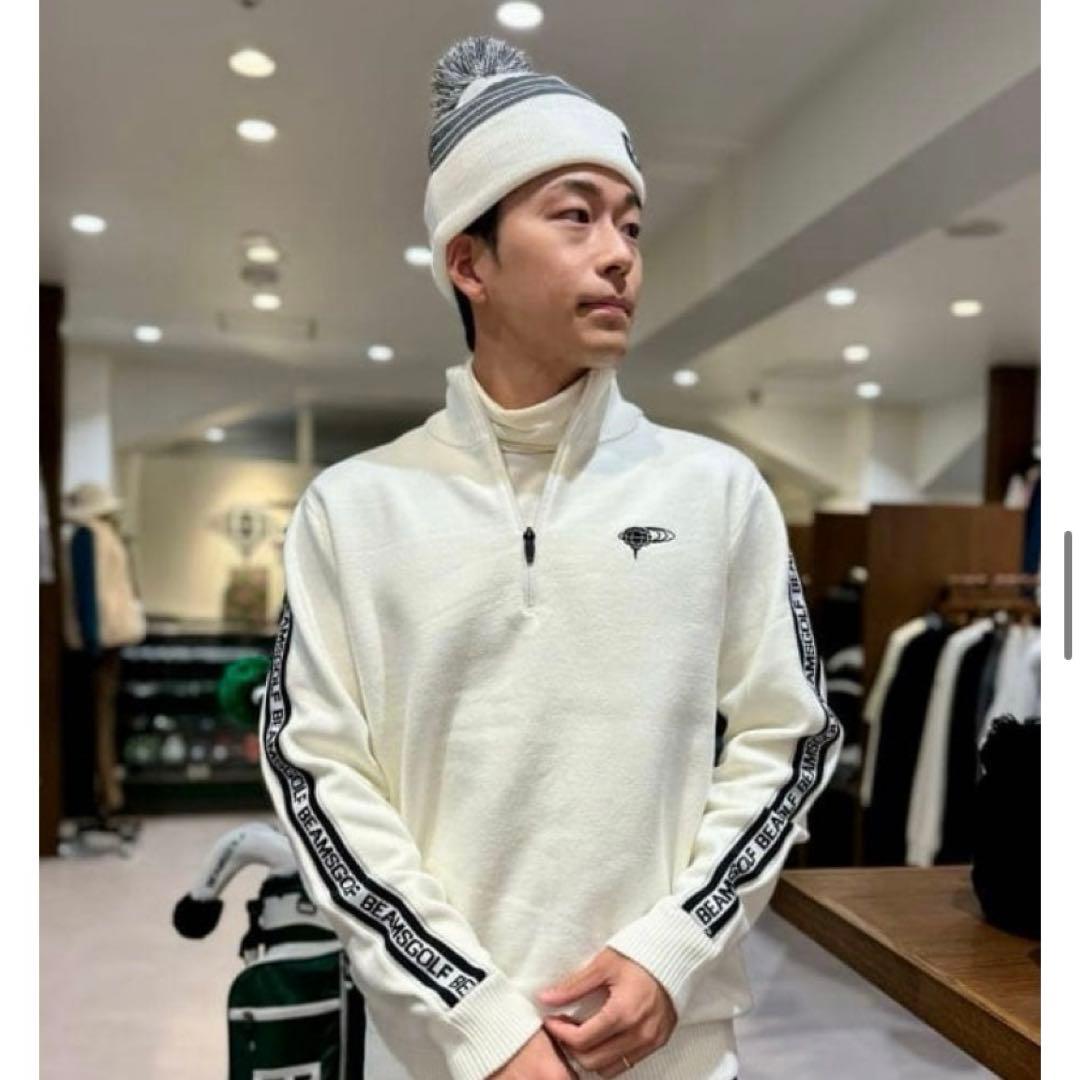 BEAMS GOLF ハーフジップニット オフホワイト
