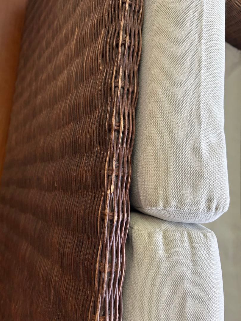 ラタン風 2人掛けソファ ベージュ