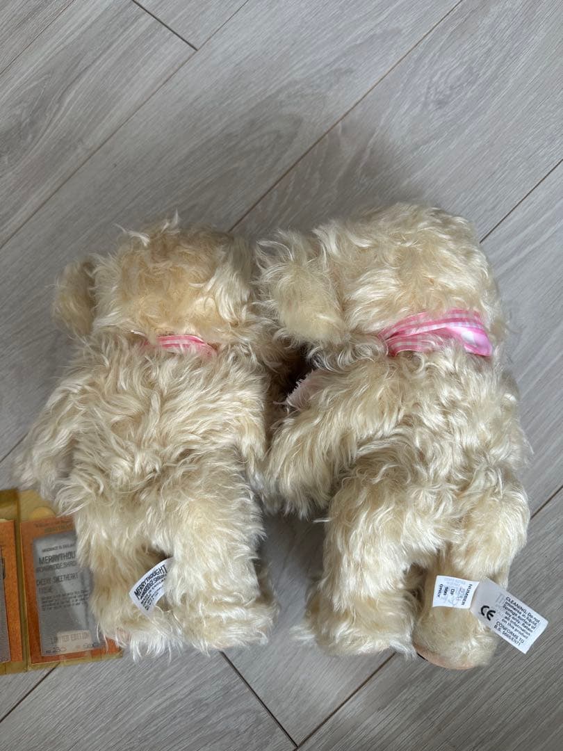 メリーソート写真チーキー2体セット　ピンクリボン　テディベア　ヴィンテージ双子