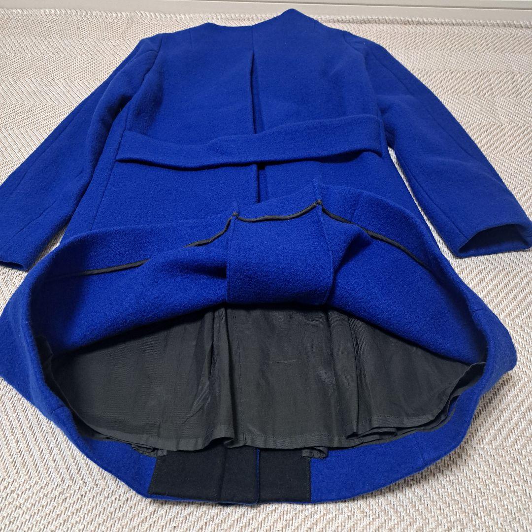 【美品】マカフィー　ジップアップ ノーカラー コート ブルー 36