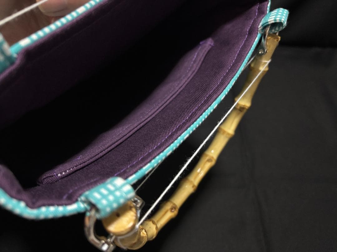 バンブー手提げ 翁格子 浅葱