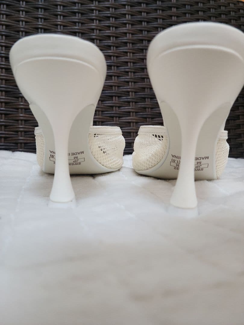 snidel メッシュパイピングミュール ホワイト　M　スナイデル