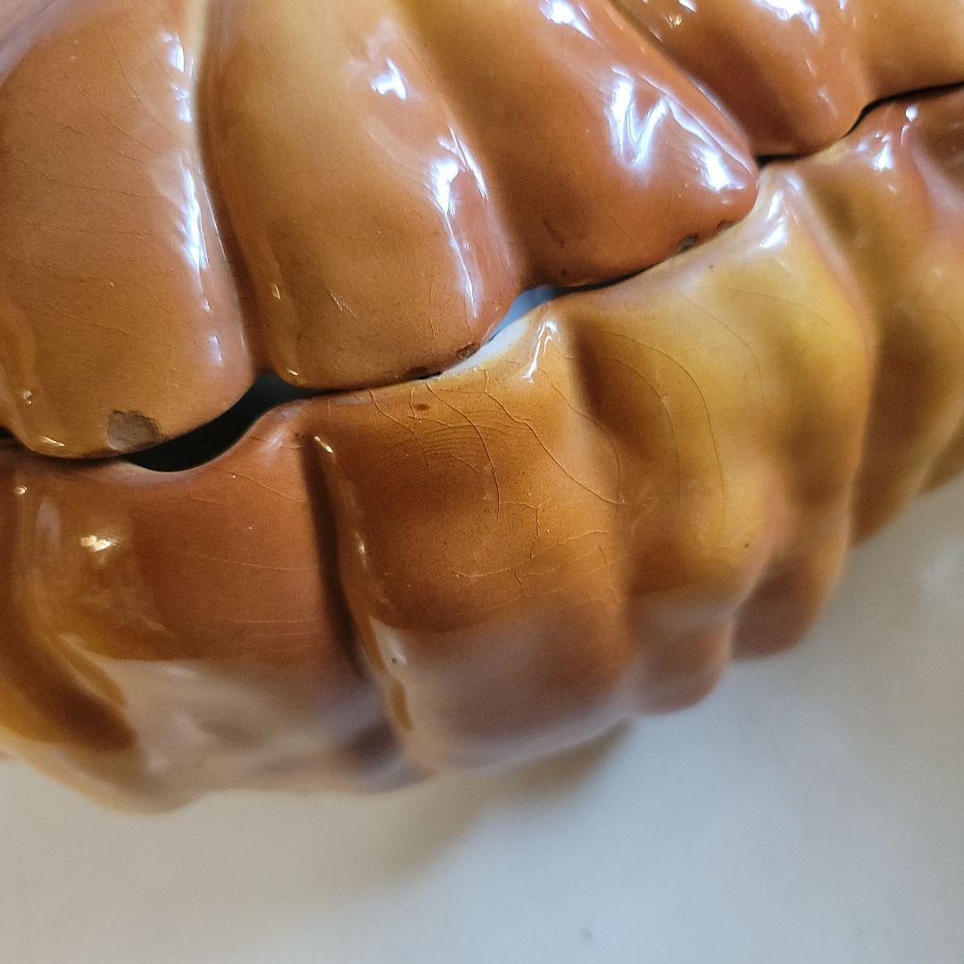 特大　カボチャ型容器 　蓋付き　オマケ付き　イタリア製　ヴィンテージ陶器製　置物