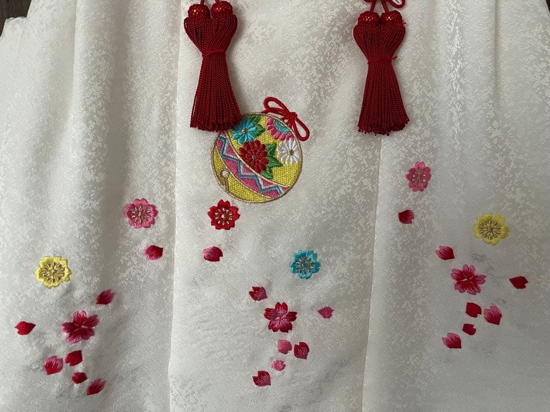 七五三 3歳　白地正絹被布 草履きんちゃくセット 足袋付き 日本製