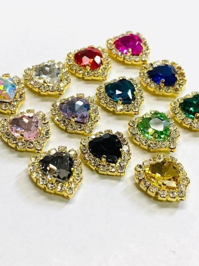 ハート ビジュー　ネイル パーツ　デコ　レジン ミニチュア　ゴールド　平成女児