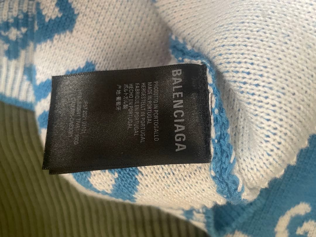 BALENCIAGA ユニセックスニットセーター 青/白