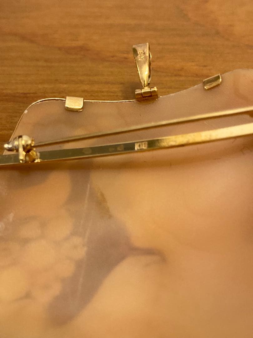 シェルカメオ　18k枠　作家物イタリー製
