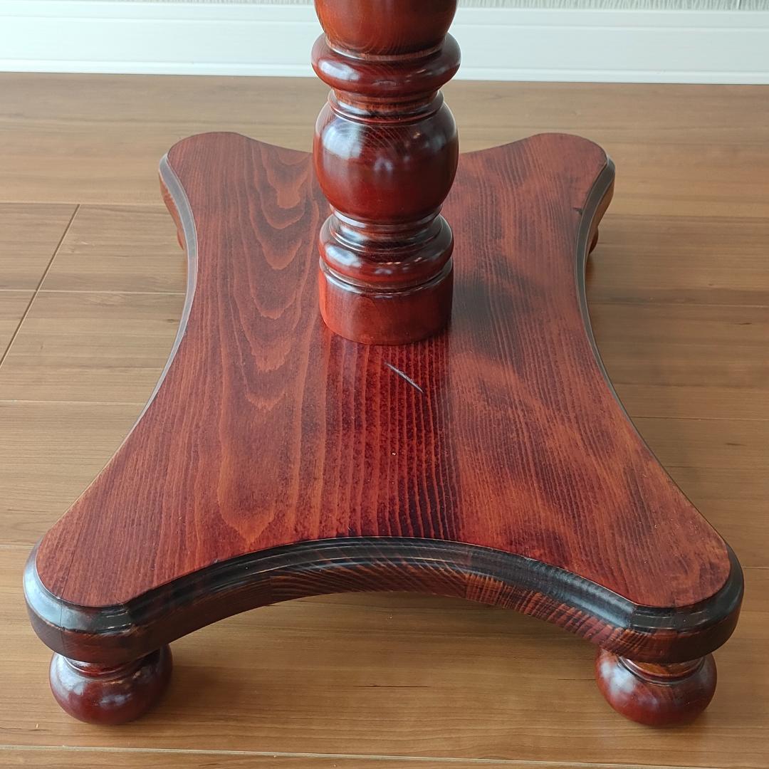 木製　サイドテーブル　コーヒーテーブル　丸脚　スクエア