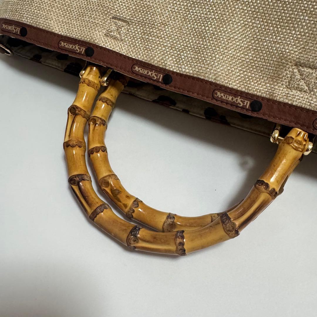 未使用級　レスポ　LeSportsac MEDBAMBOO ラフィアトートバッグ