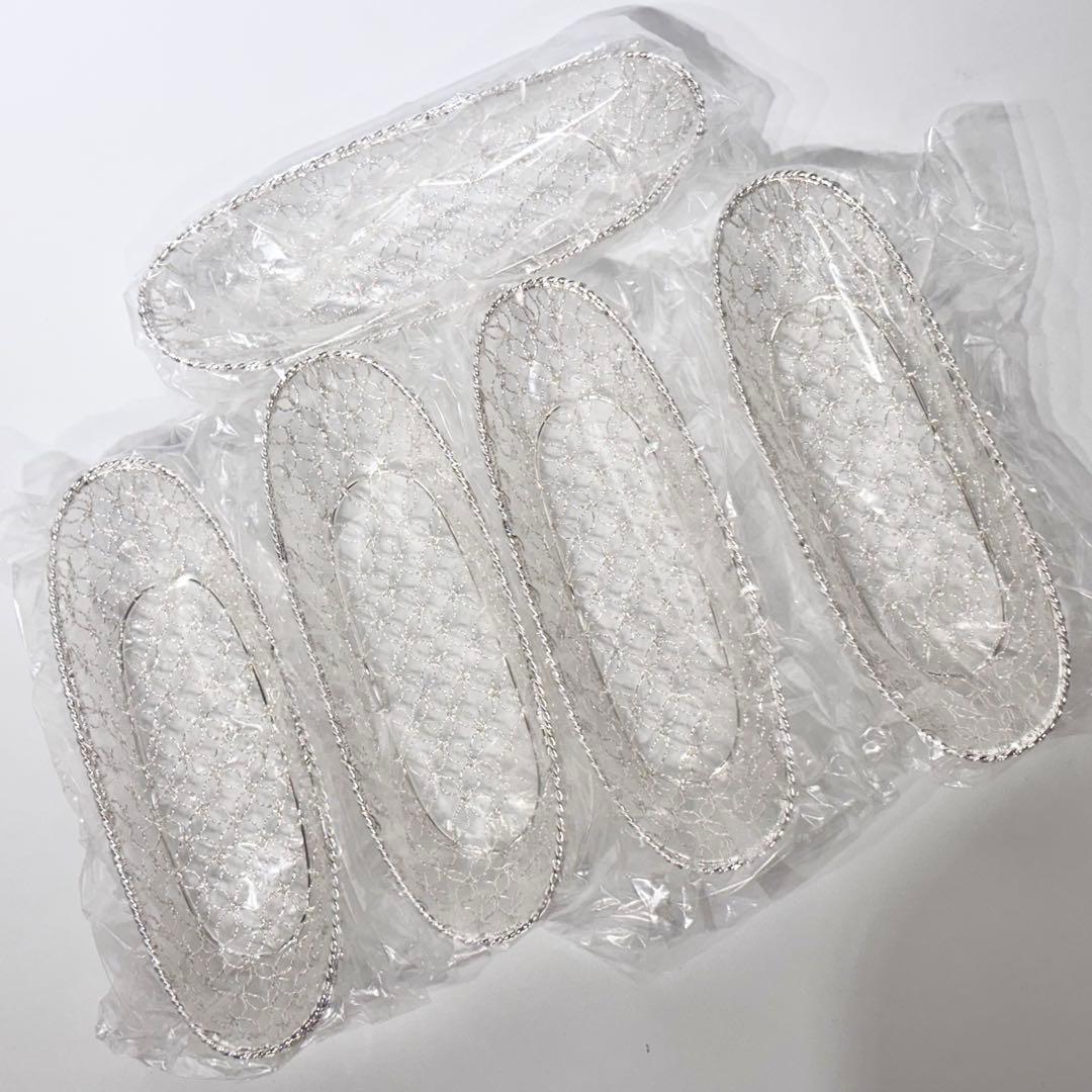 希少！銀座和光銀細工　おしぼりトレー　おしぼりトレイ　かご編み　銀仕上げ　銀加工