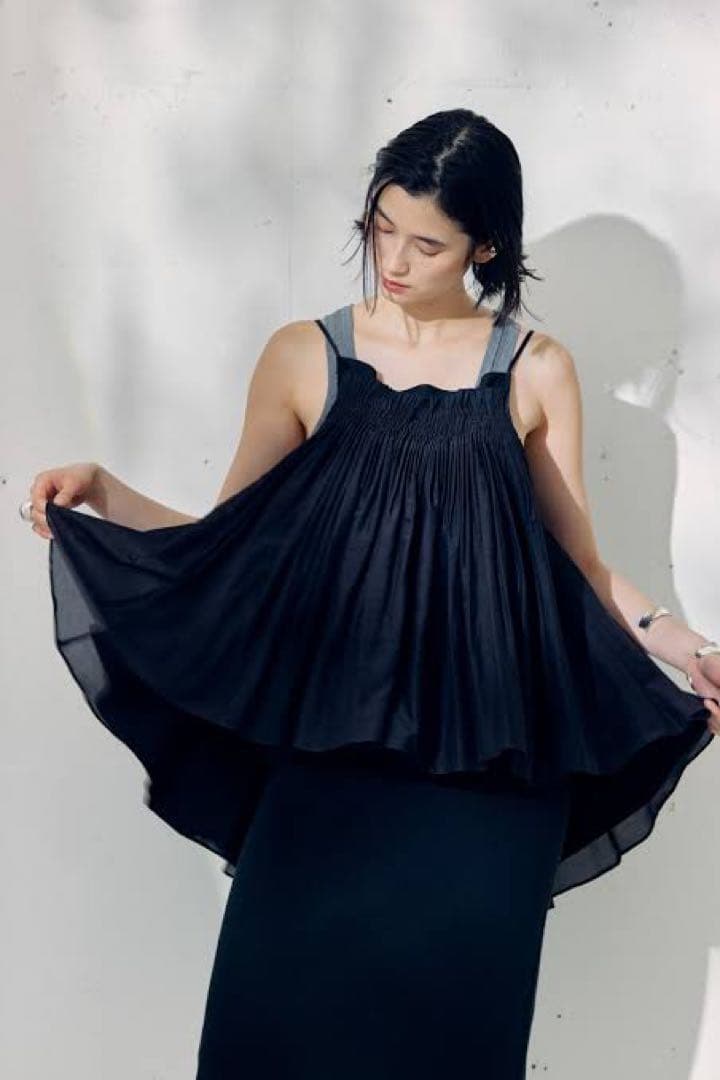 curensology コットンシルクギャザーキャミソール