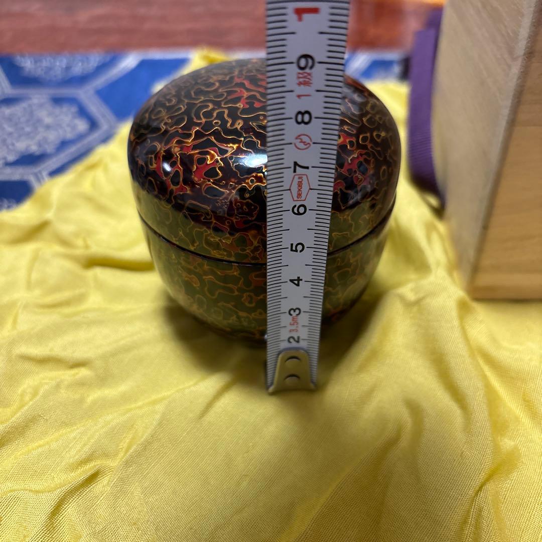 津軽塗黒赤模様の木製棗と木箱