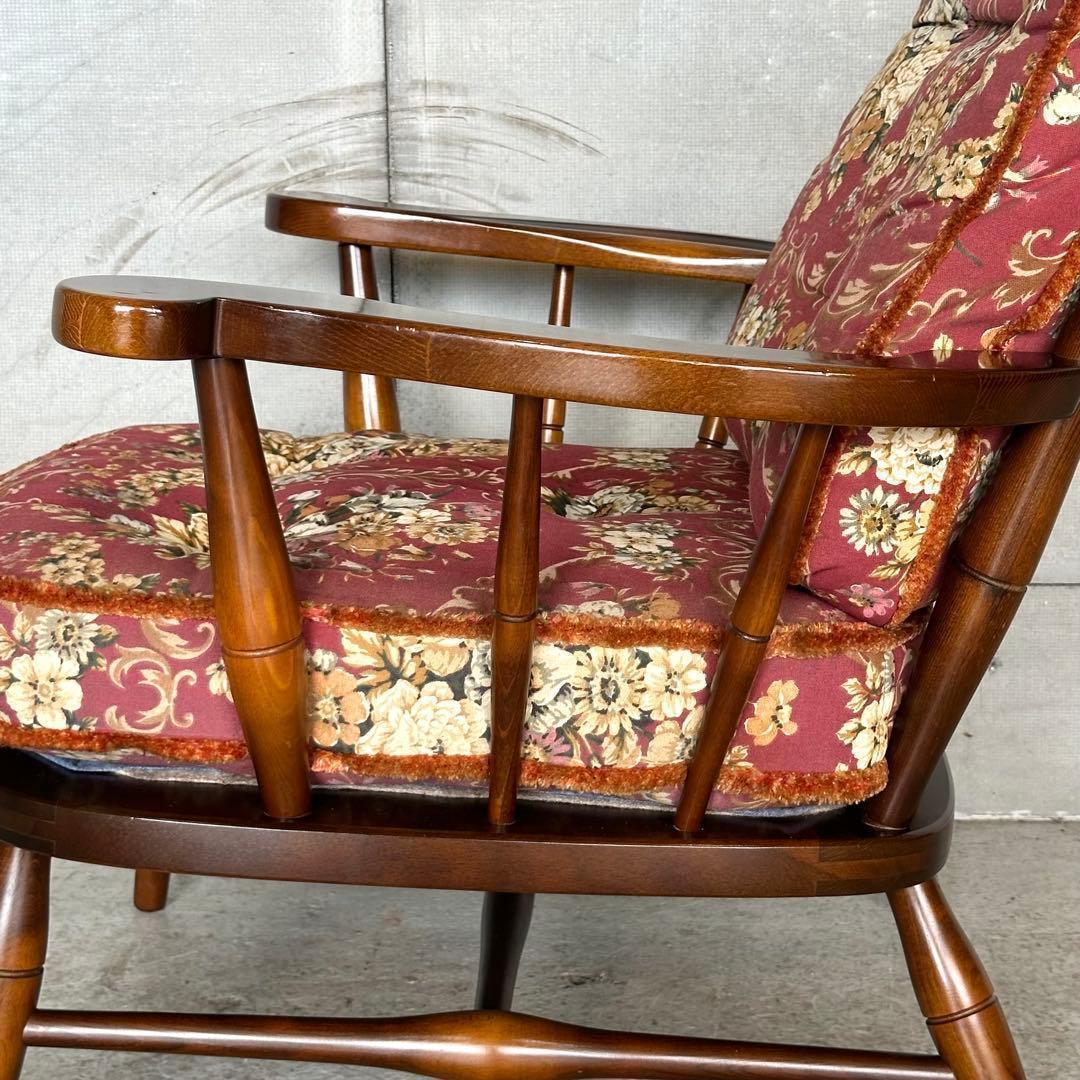 ✿飛騨産業✿ キツツキマーク 花柄 ソファー乗鞍シリーズ アームチェアー