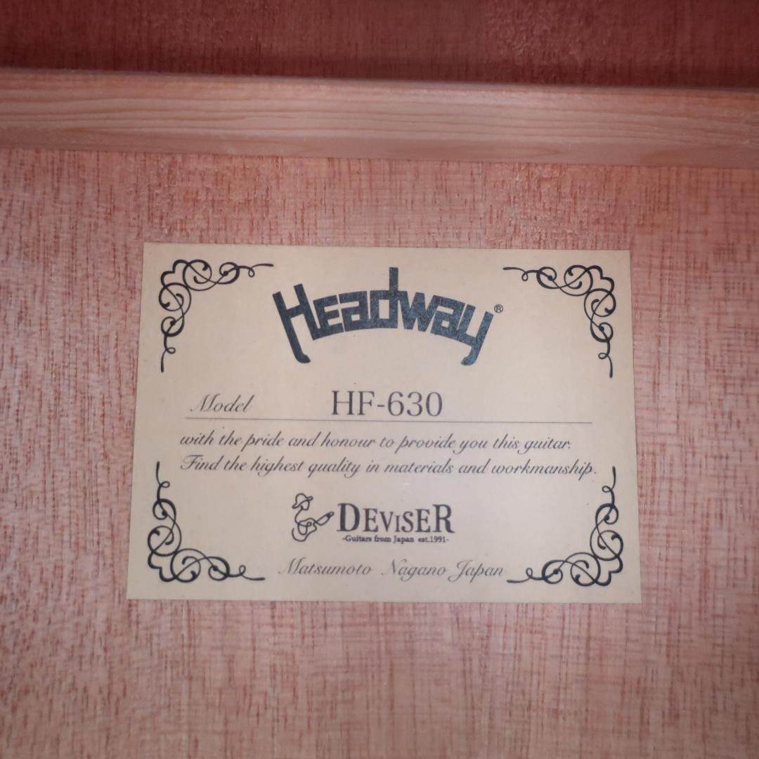 段ボール美品 Headway HF-630 ギター ケース付 トラ杢 トップ単板