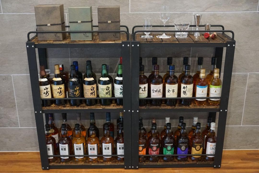 お*う様 特大ウィスキーラック　飾り棚　ディスプレイラック　男前インテリア　棚