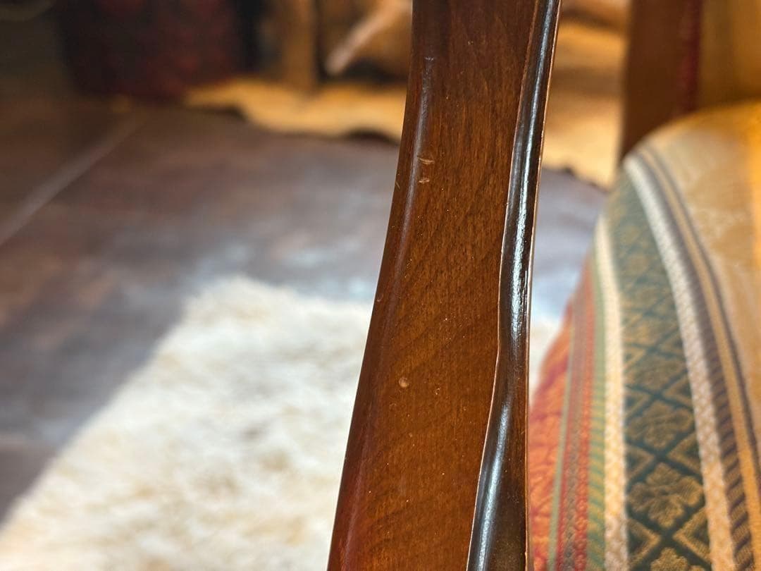 希少　クラシック　ストライプ　ヨーロピアン　鋲打ち　アームチェア　リベット　SZ