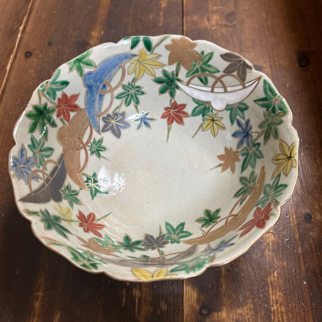 京都　京焼　清水焼　雲泉窯　盛鉢　金彩　紅葉　手描き