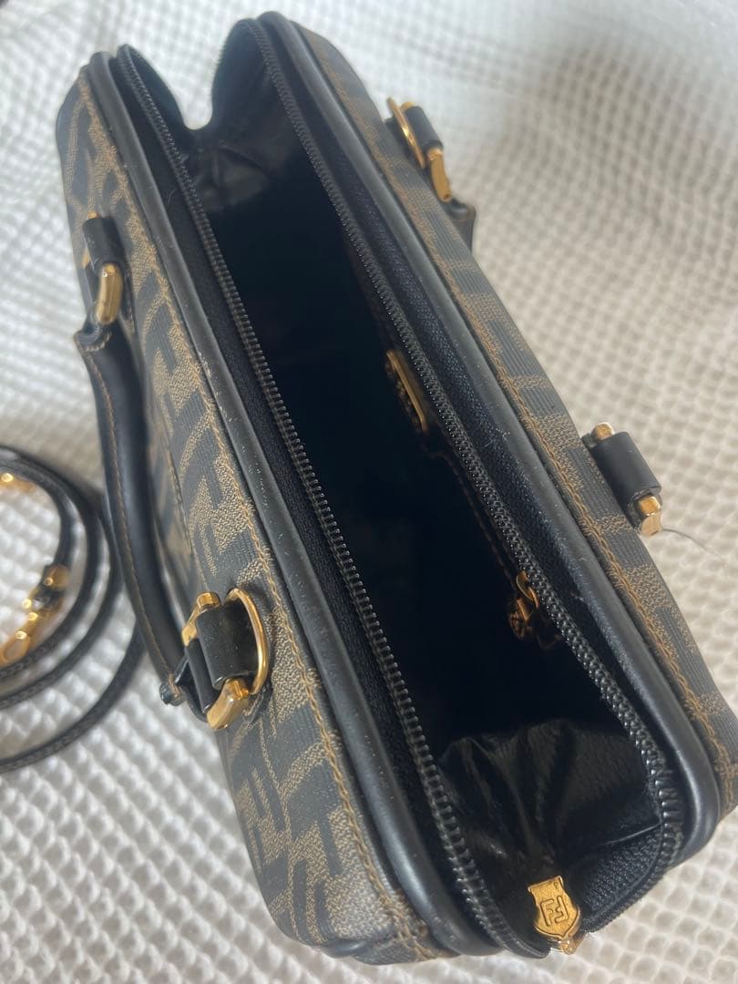 Fendi FFロゴ ハンドバッグ ブラウン/ブラック