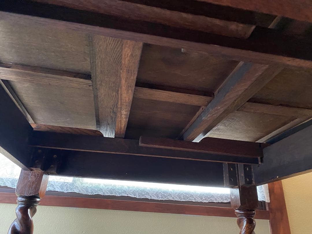 送料込み三越イギリスアンティークドローリーフテーブル（伸縮可能）