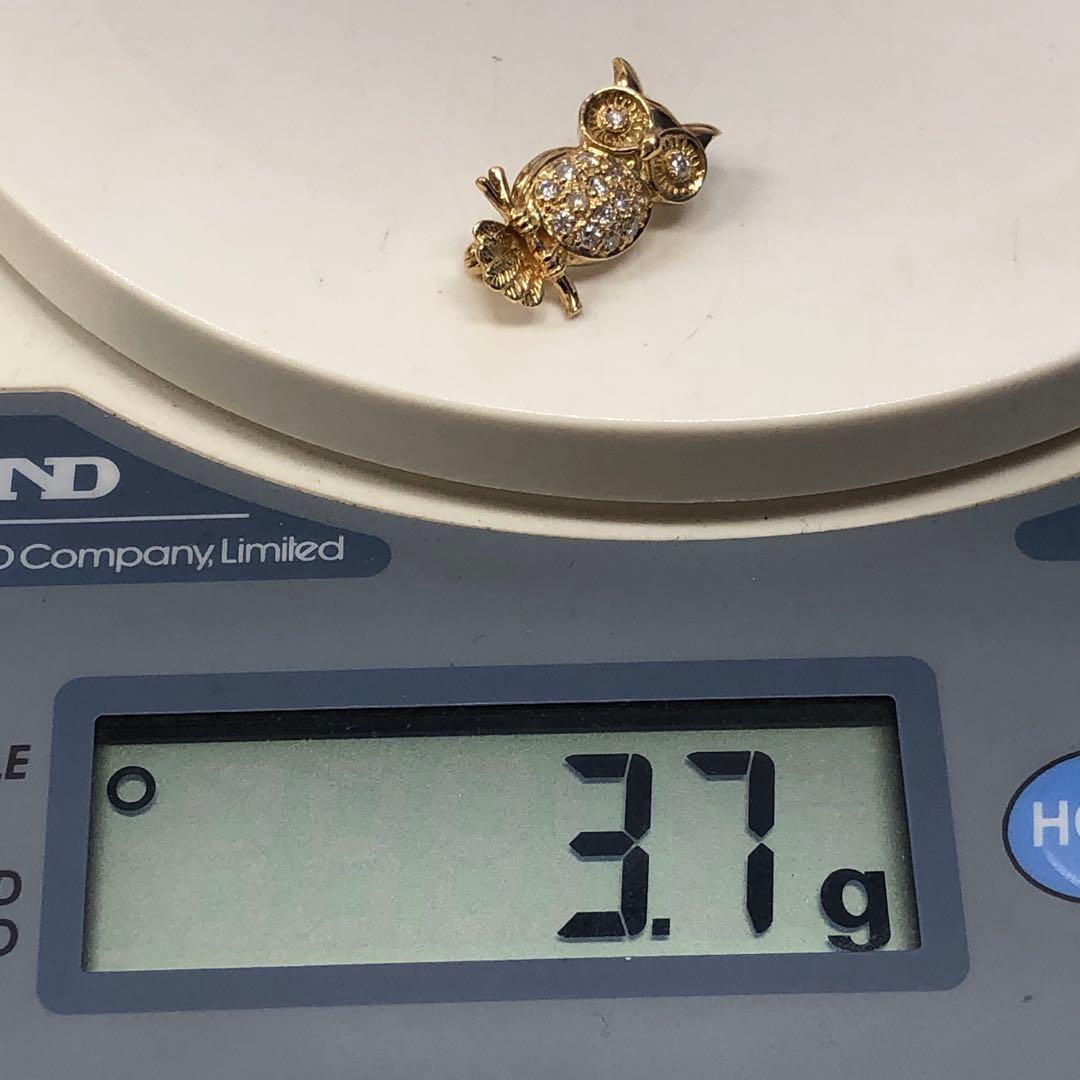 【特別限定品】Ｎ2106Ｍ　K18 ダイヤモンド ブローチ フクロウ